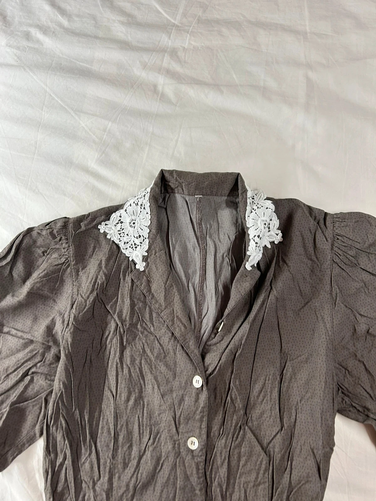 Vintage grijze beige blouse van viscose – photo 4